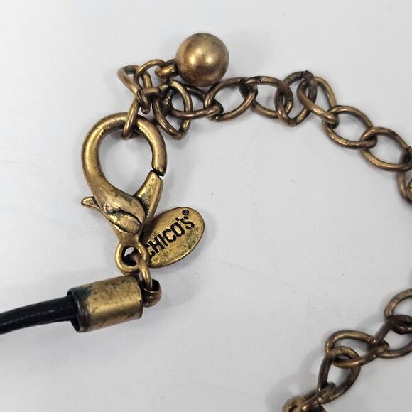 Chicos Multicolor Enamel Circle Corded Pendant Necklace - Picture 5 of 7